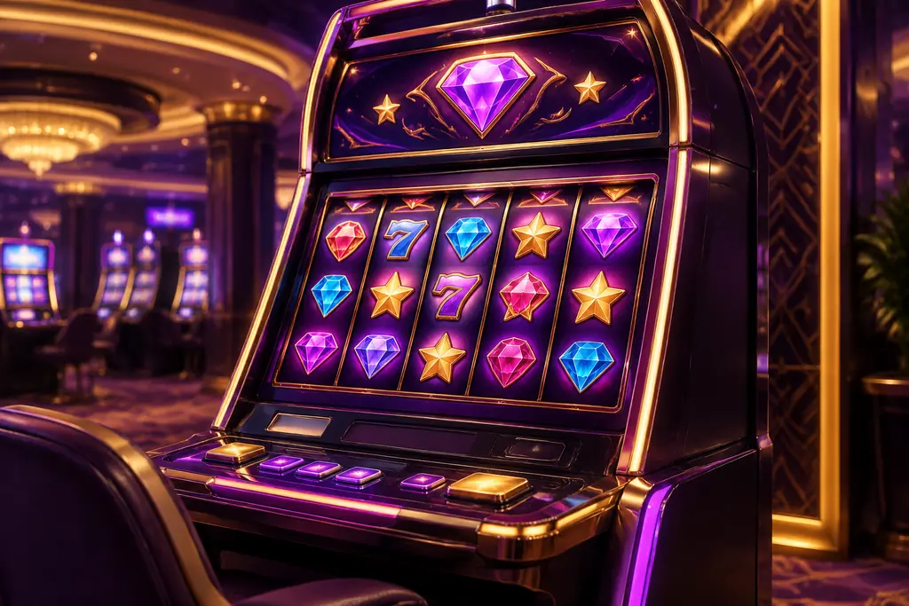 Mesin slot bertema permata di ruang kasino